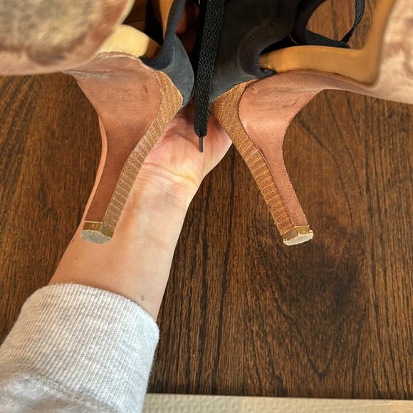 SEE BY CHLOE Black and Tan Suede and Leather Heels - Picture 9 of 11
